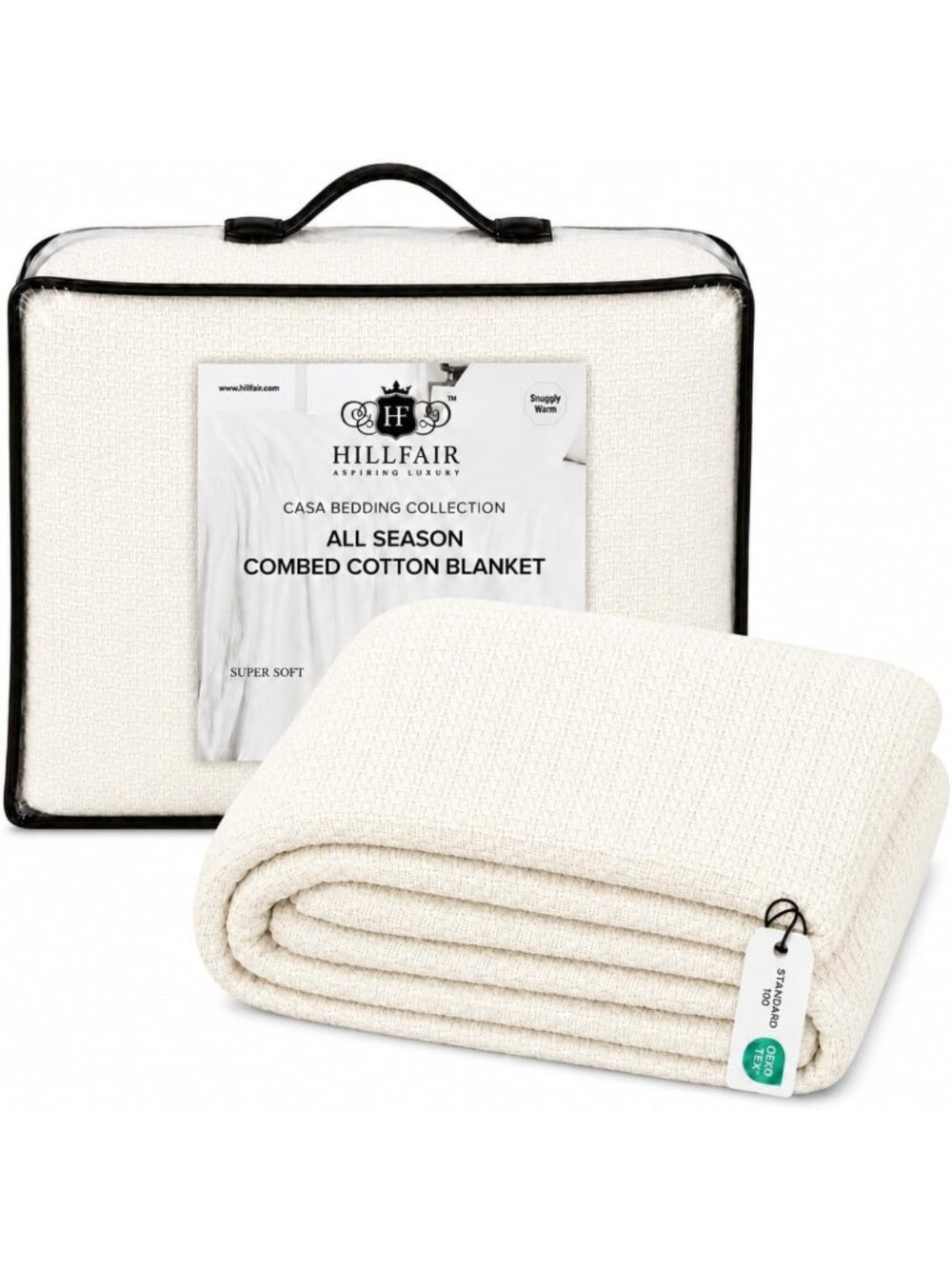 Cozy 100% Combed Cotton King Blanket - Soft Warm Throw for Luxury Home Decor